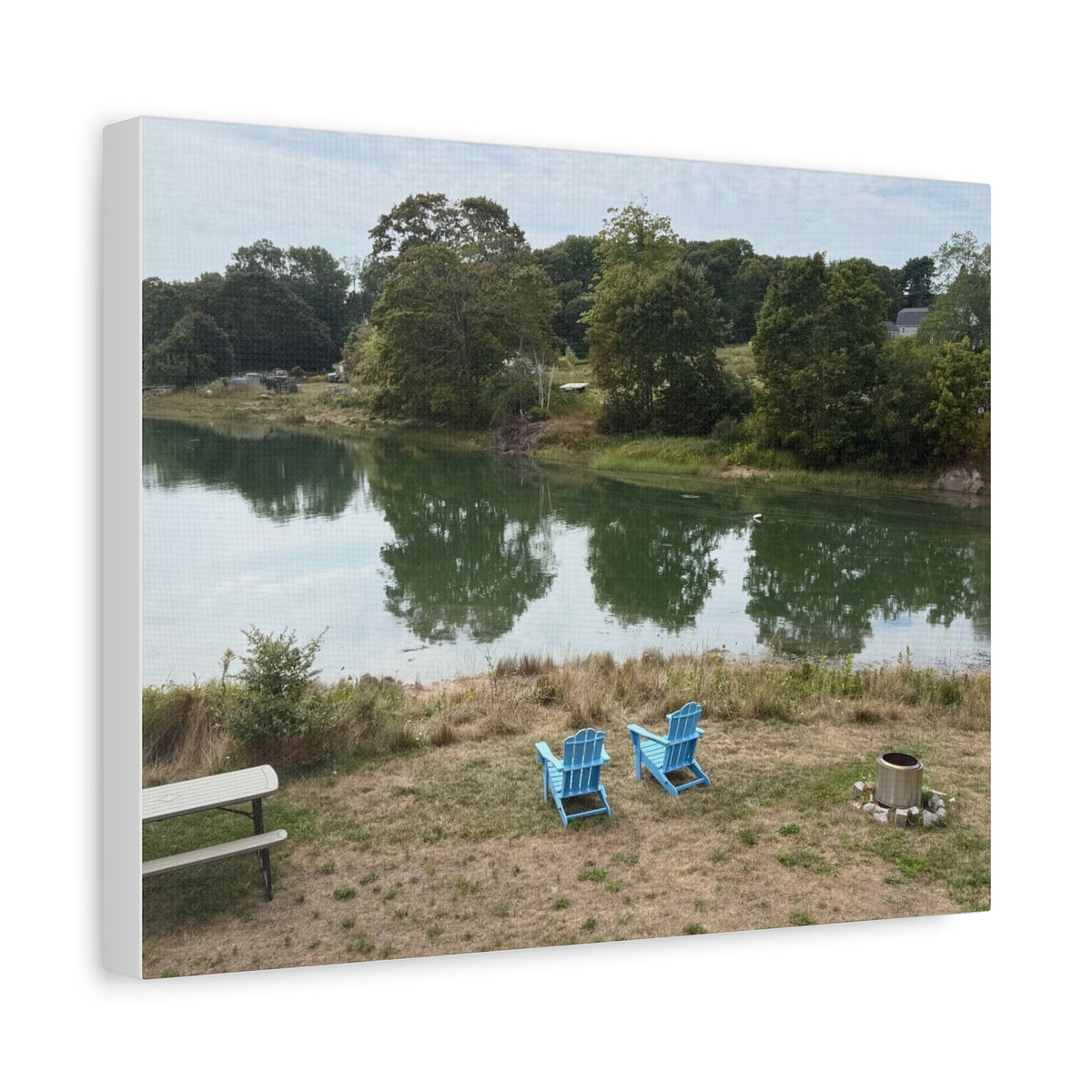 Two Blue Adirondack Chairs Canvas (Maine, USA)