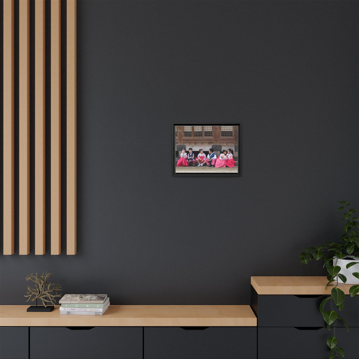 Framed Canvas Korean Hanbok Children Wall Art