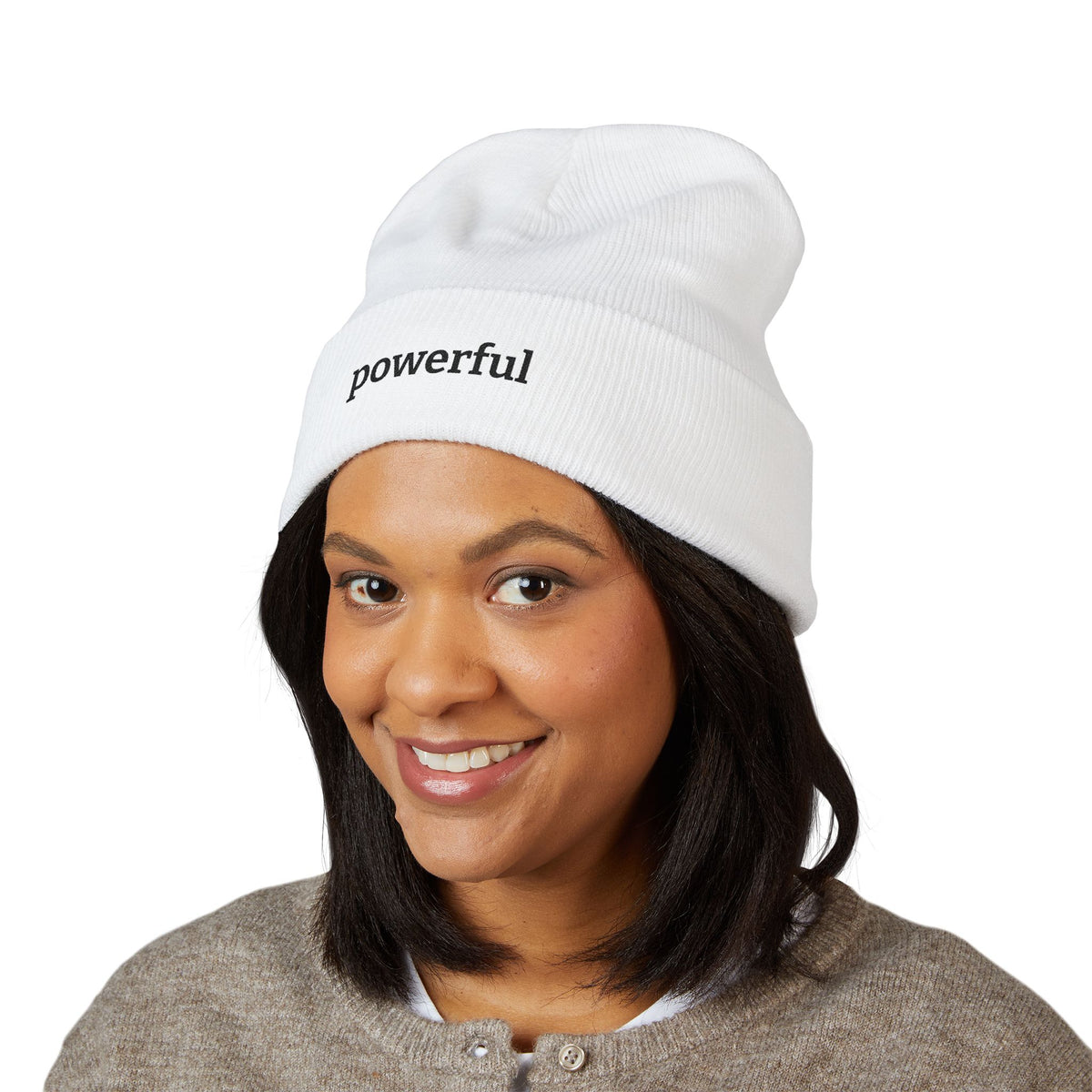 Powerful Embroidered Cuffed Beanie