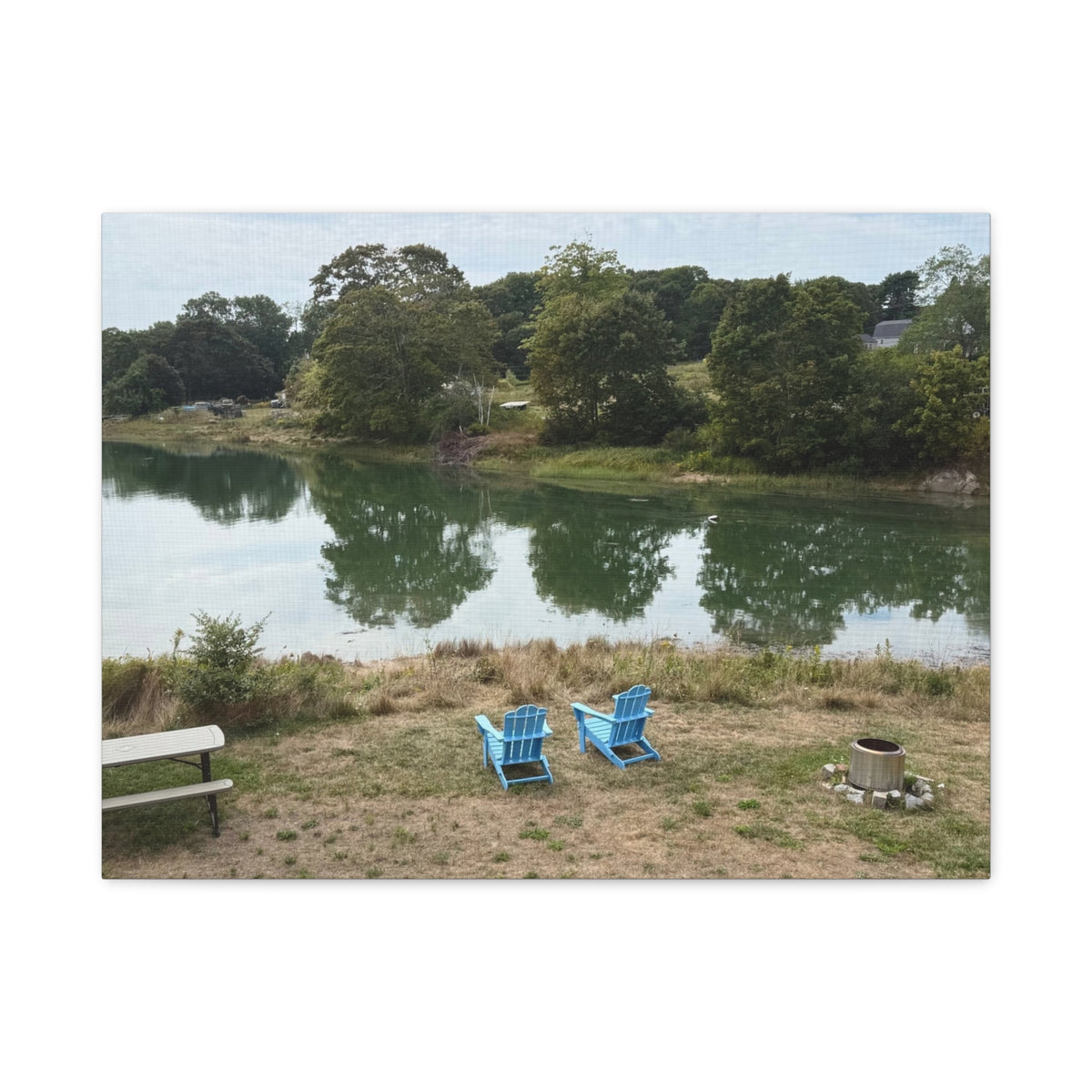 Two Blue Adirondack Chairs Canvas (Maine, USA)