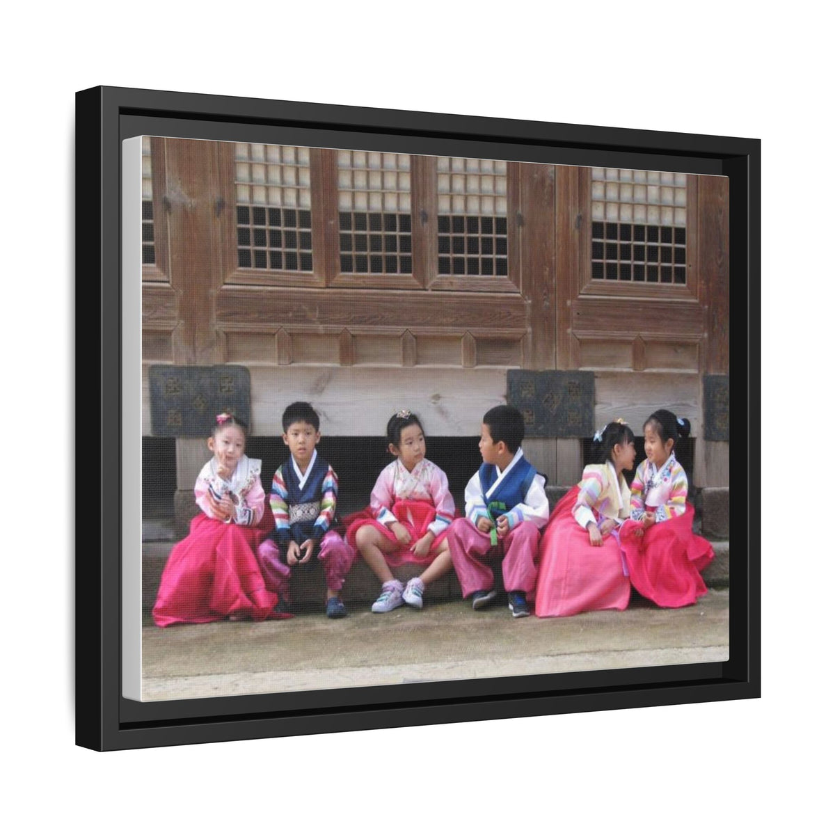 Framed Canvas Korean Hanbok Children Wall Art