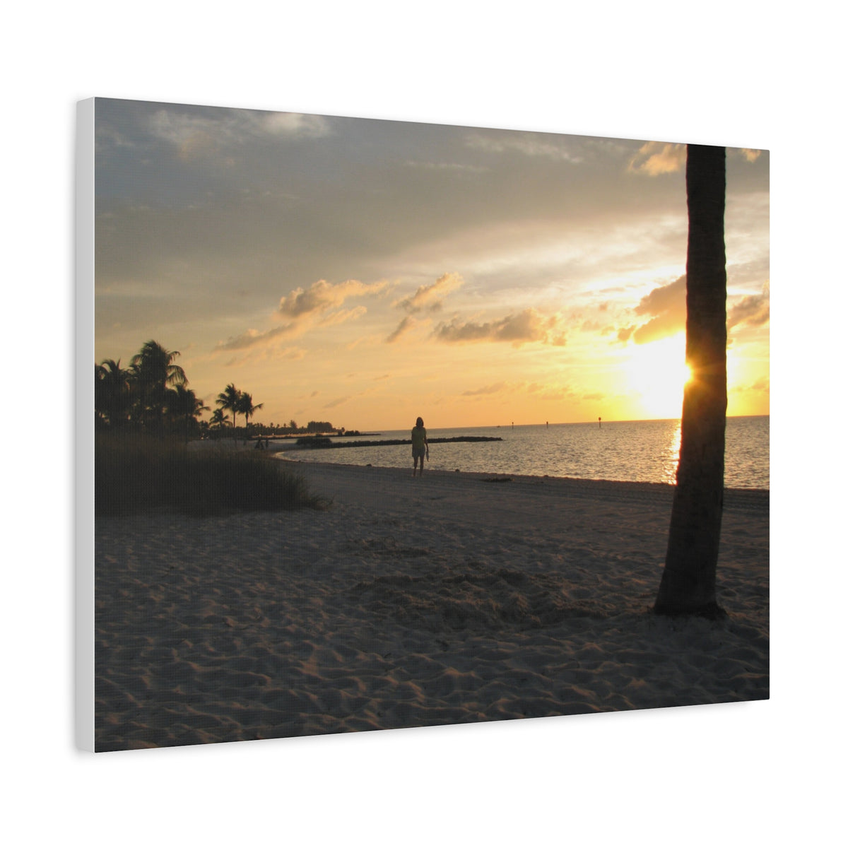 Sunset Beach Stretched Canvas Wall Art