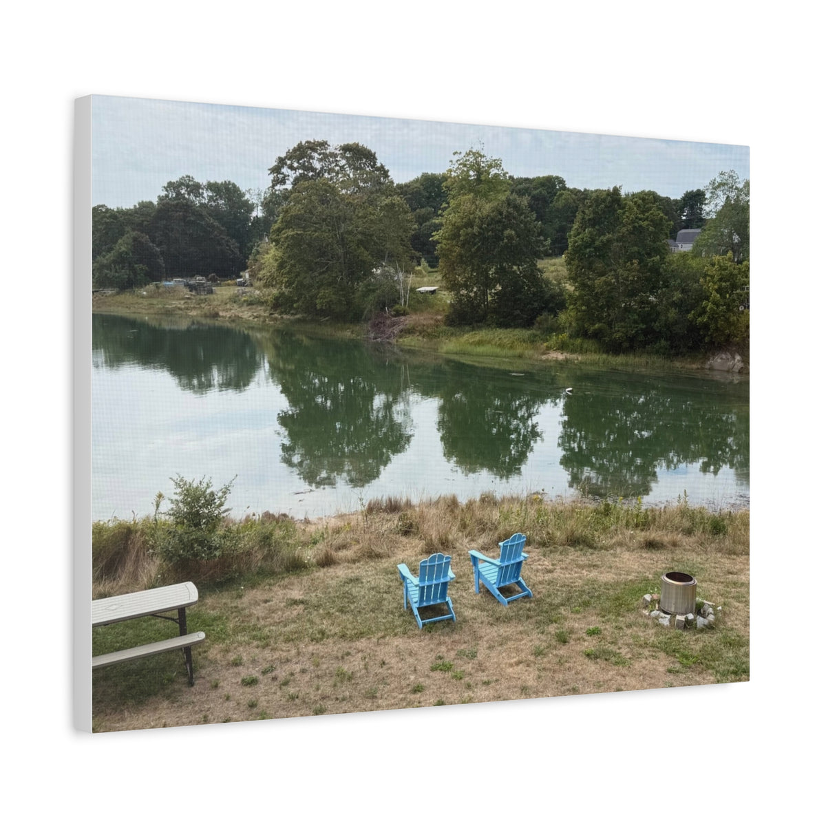 Two Blue Adirondack Chairs Canvas (Maine, USA)