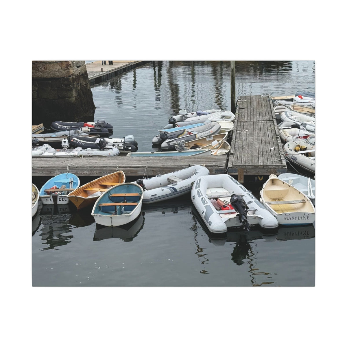 Rowboats at Marina Matte Canvas (Maine, USA)
