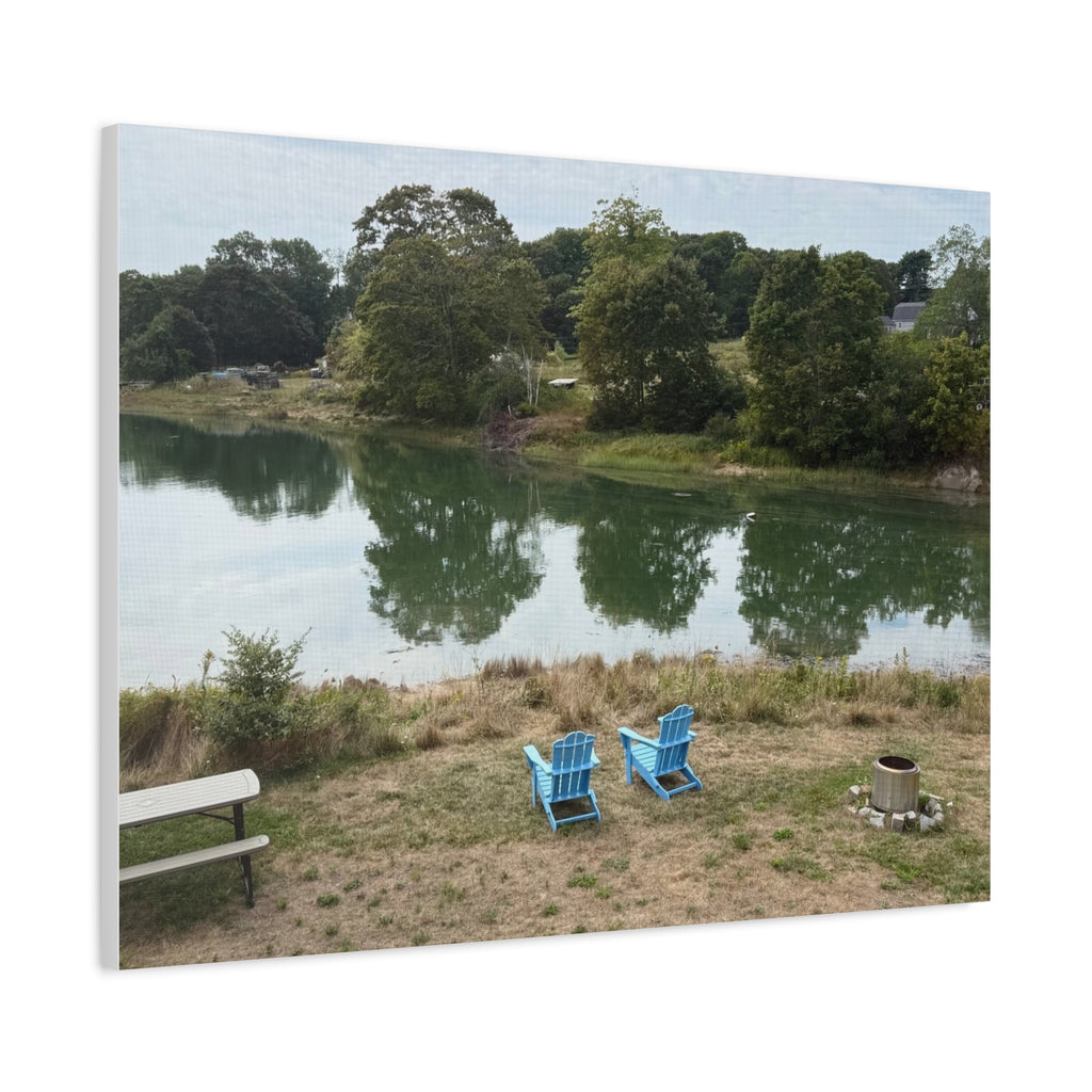 Two Blue Adirondack Chairs Canvas (Maine, USA)