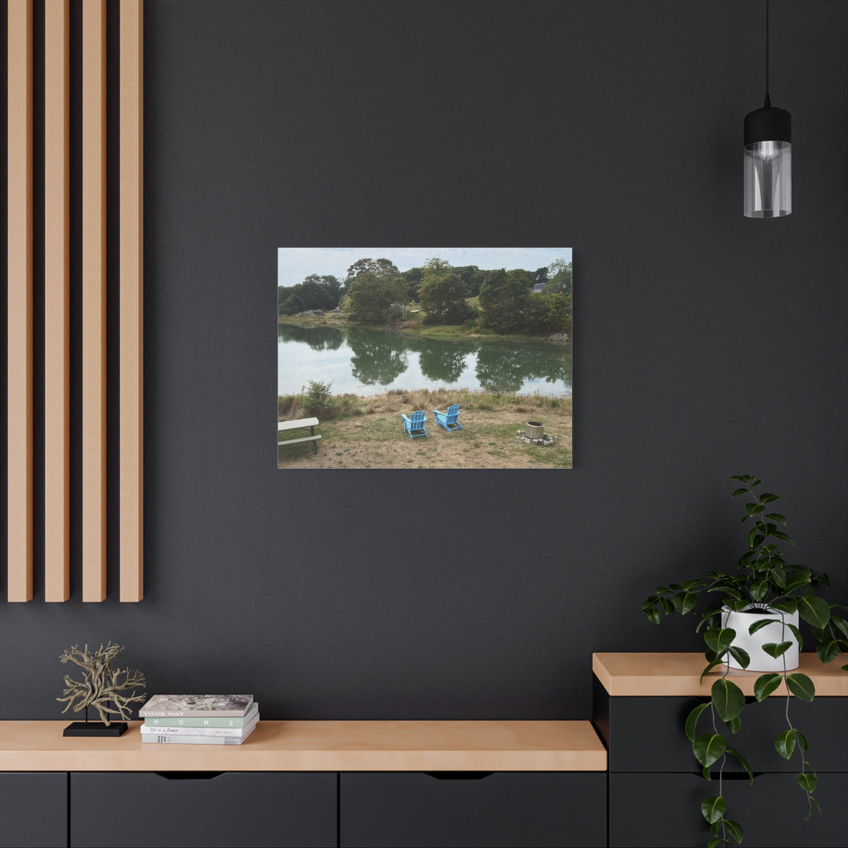 Two Blue Adirondack Chairs Canvas (Maine, USA)