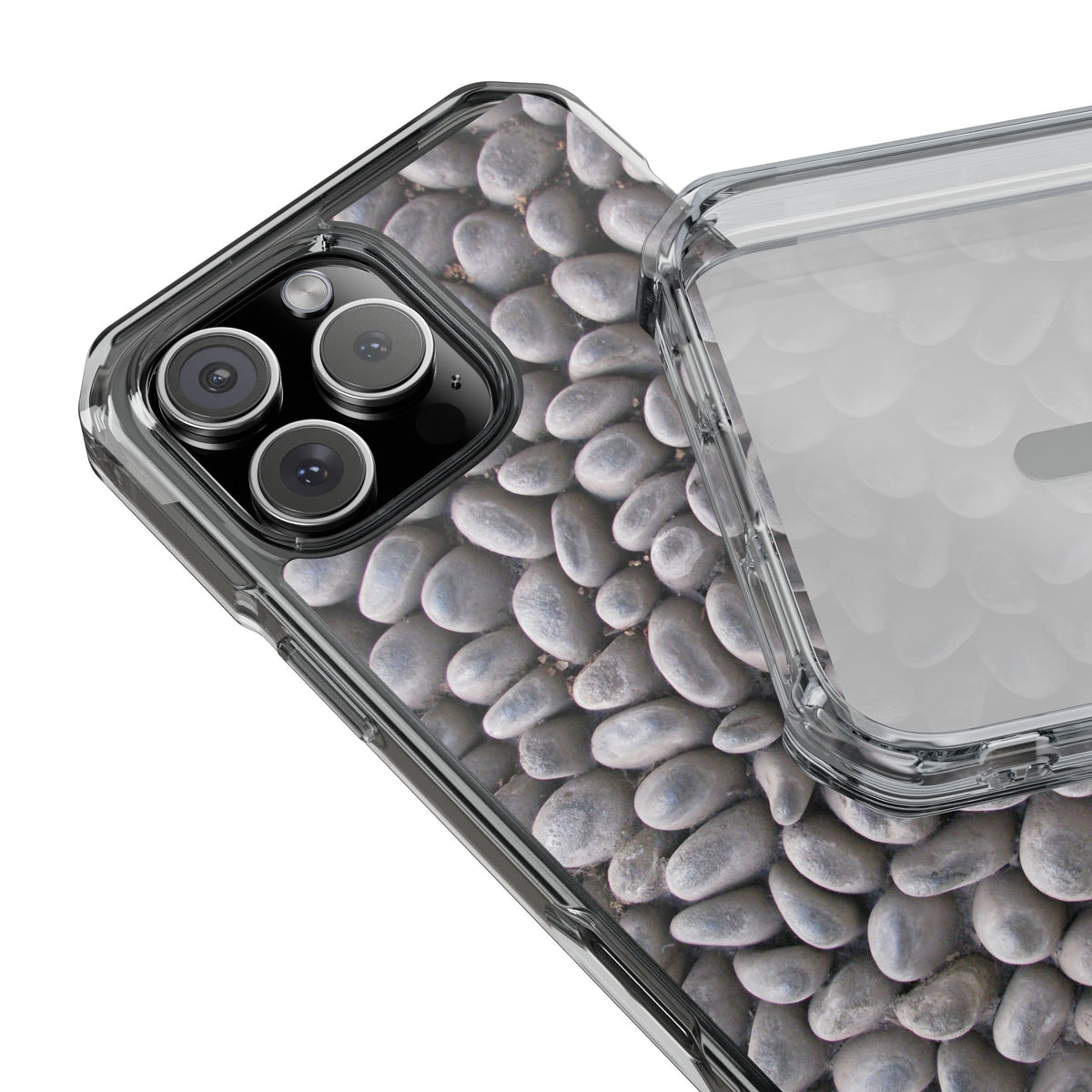 Gray Pebble Pattern Phone Case | Magnetic Clear Impact Case