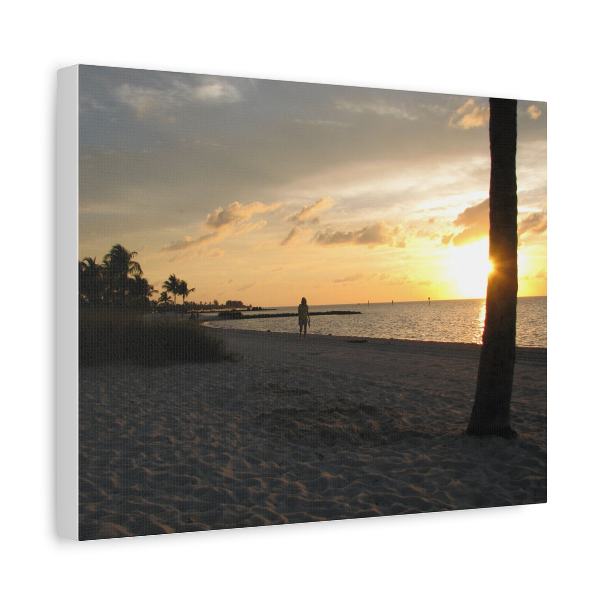 Sunset Beach Stretched Canvas Wall Art