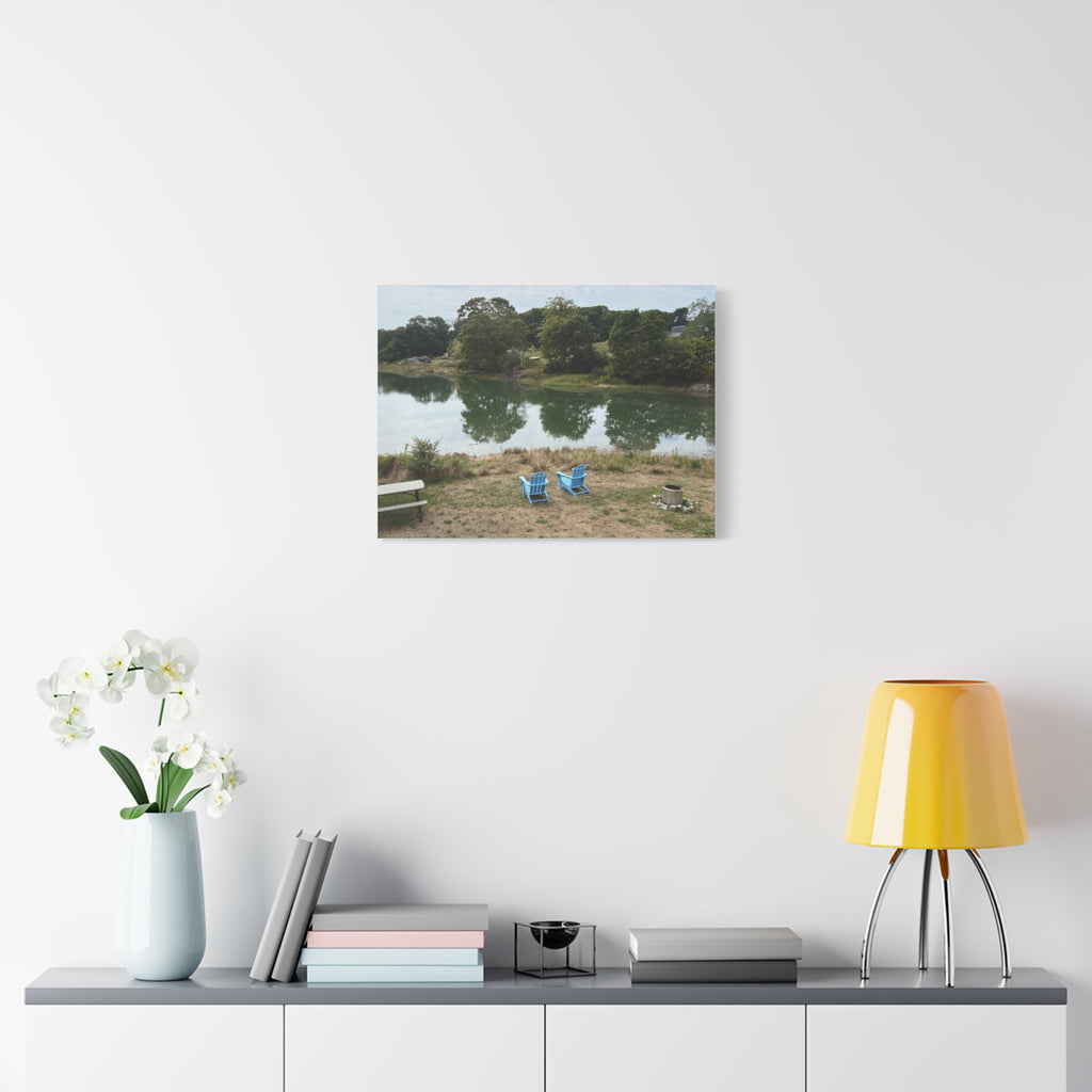 Two Blue Adirondack Chairs Canvas (Maine, USA)