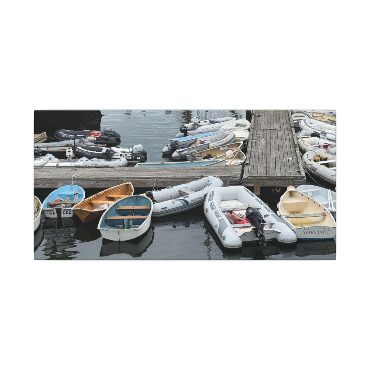 Rowboats at Marina Matte Canvas (Maine, USA)