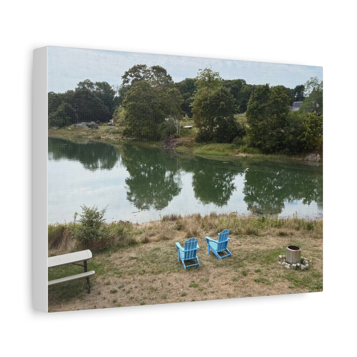 Two Blue Adirondack Chairs Canvas (Maine, USA)