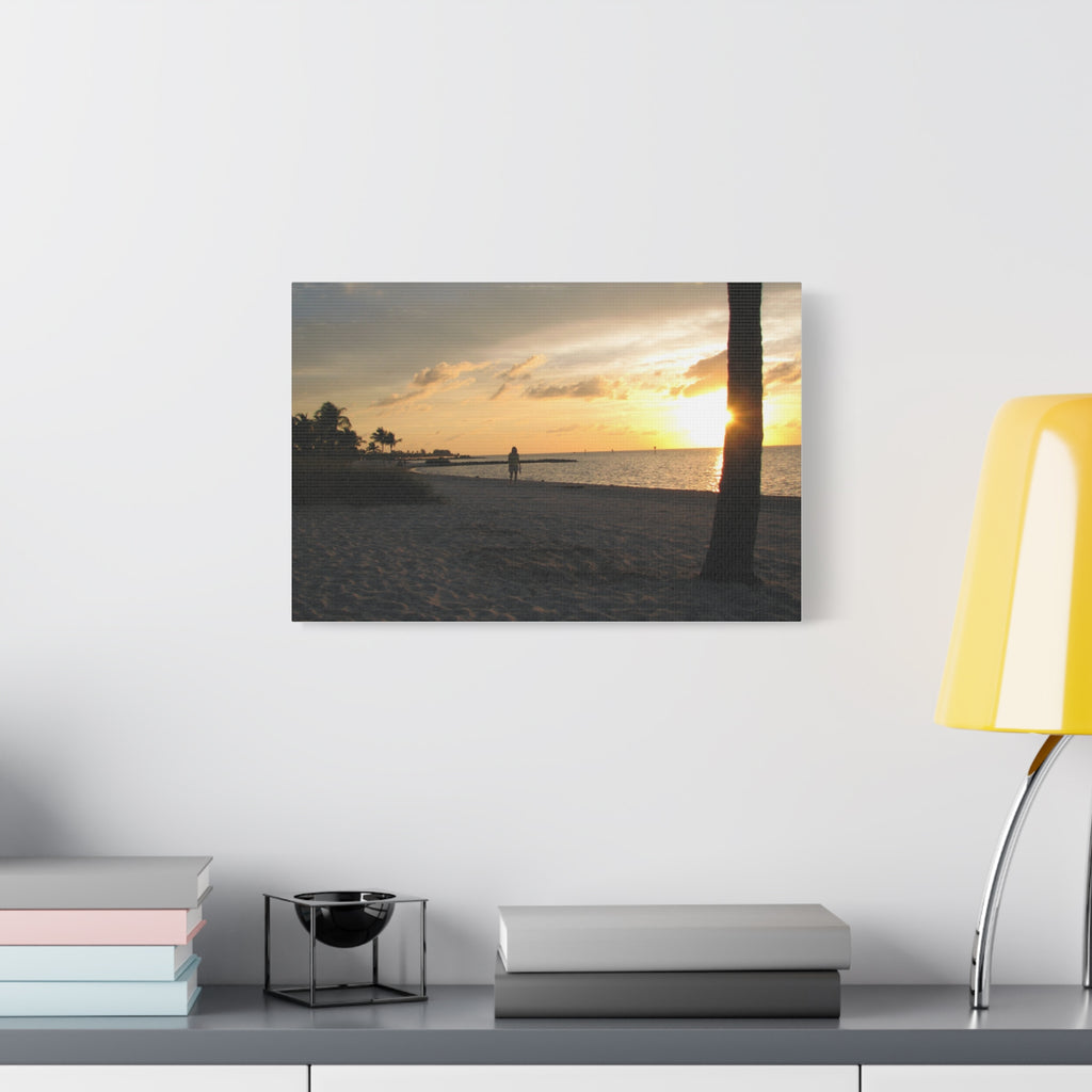 Sunset Beach Stretched Canvas Wall Art