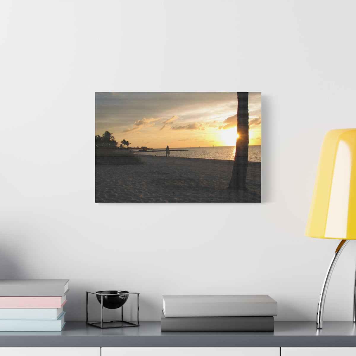 Sunset Beach Stretched Canvas Wall Art