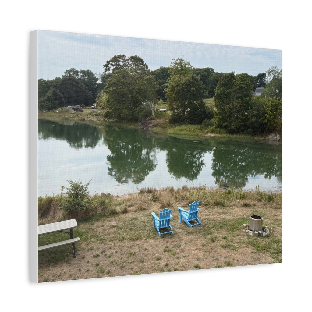 Two Blue Adirondack Chairs Canvas (Maine, USA)