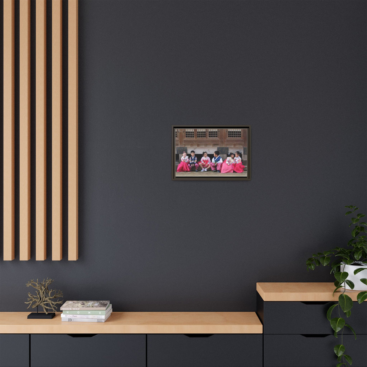Framed Canvas Korean Hanbok Children Wall Art