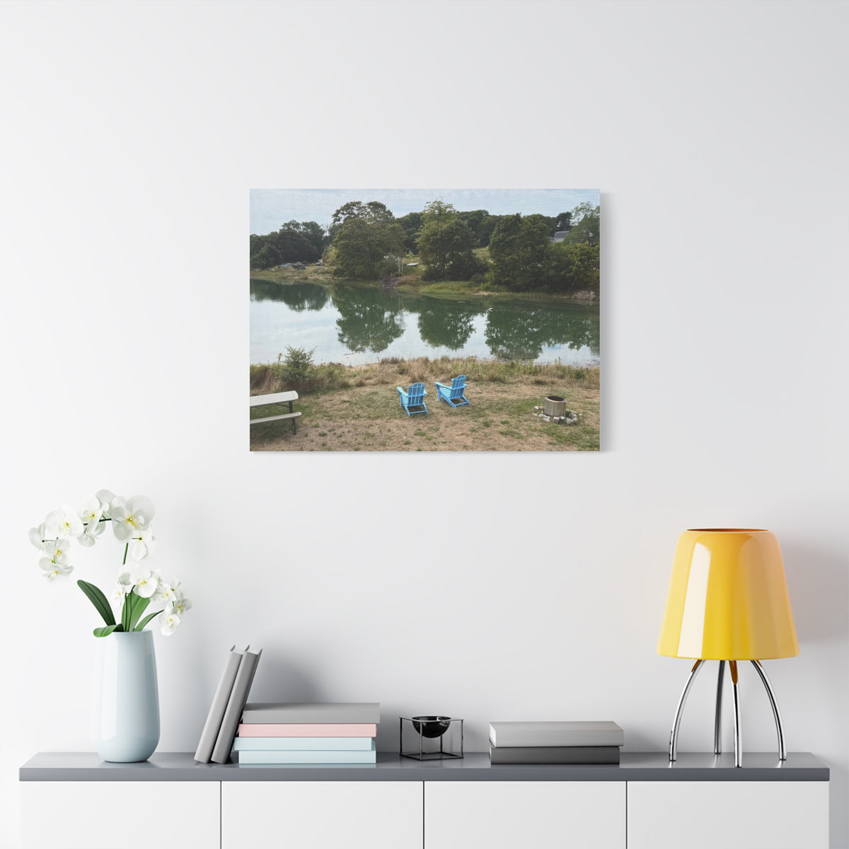 Two Blue Adirondack Chairs Canvas (Maine, USA)