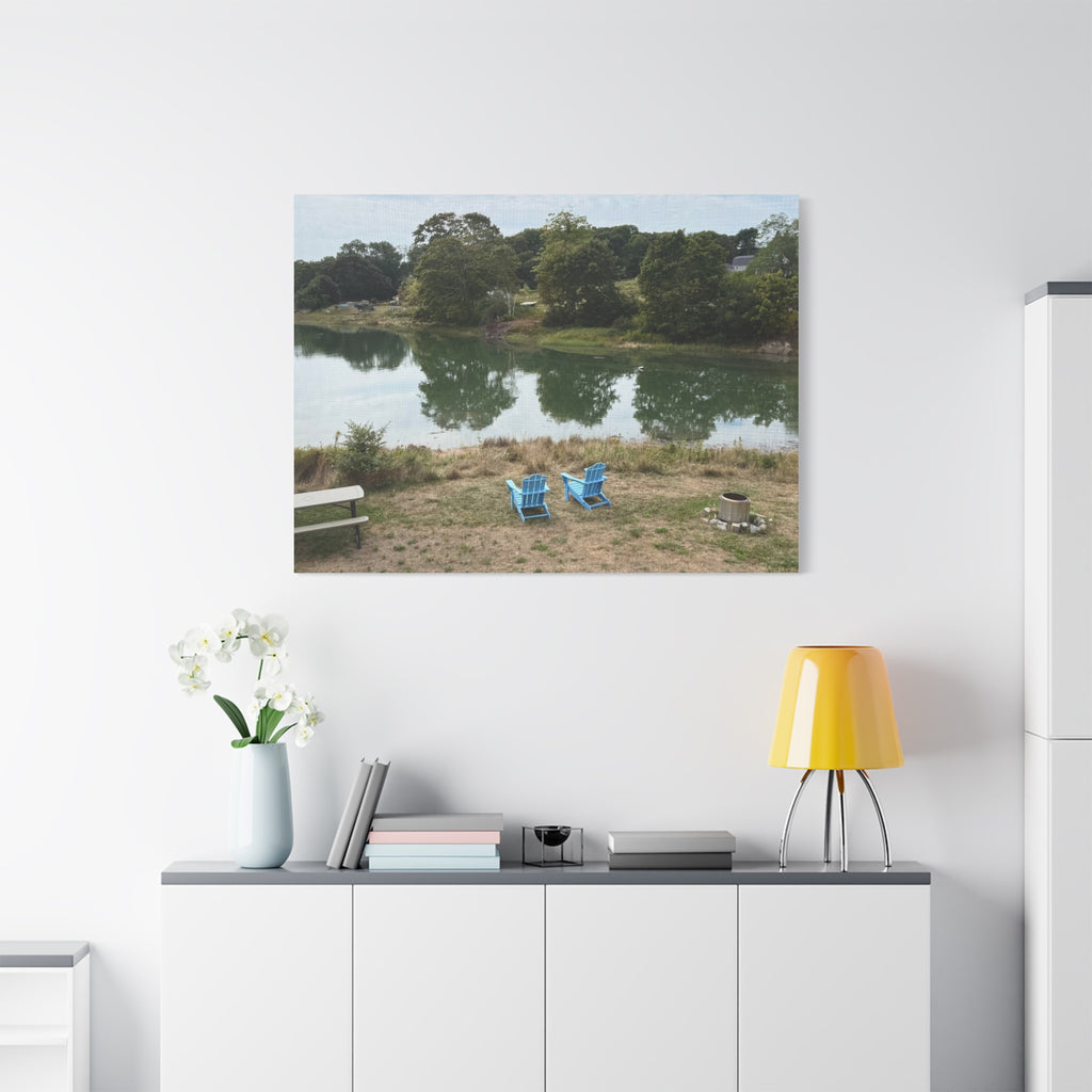 Two Blue Adirondack Chairs Canvas (Maine, USA)