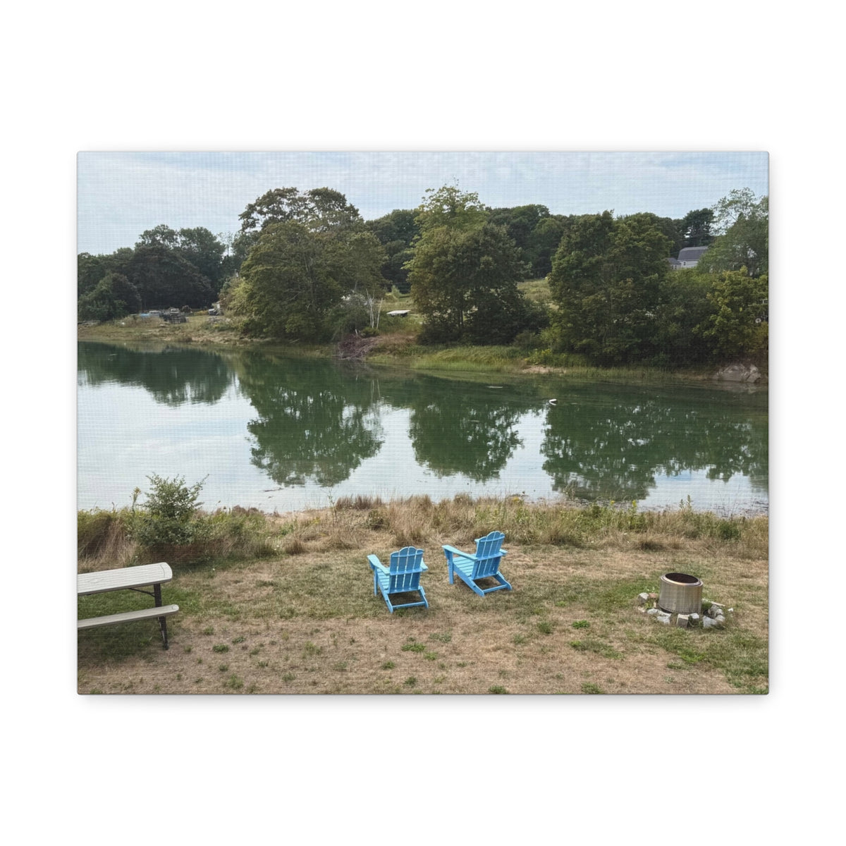 Two Blue Adirondack Chairs Canvas (Maine, USA)