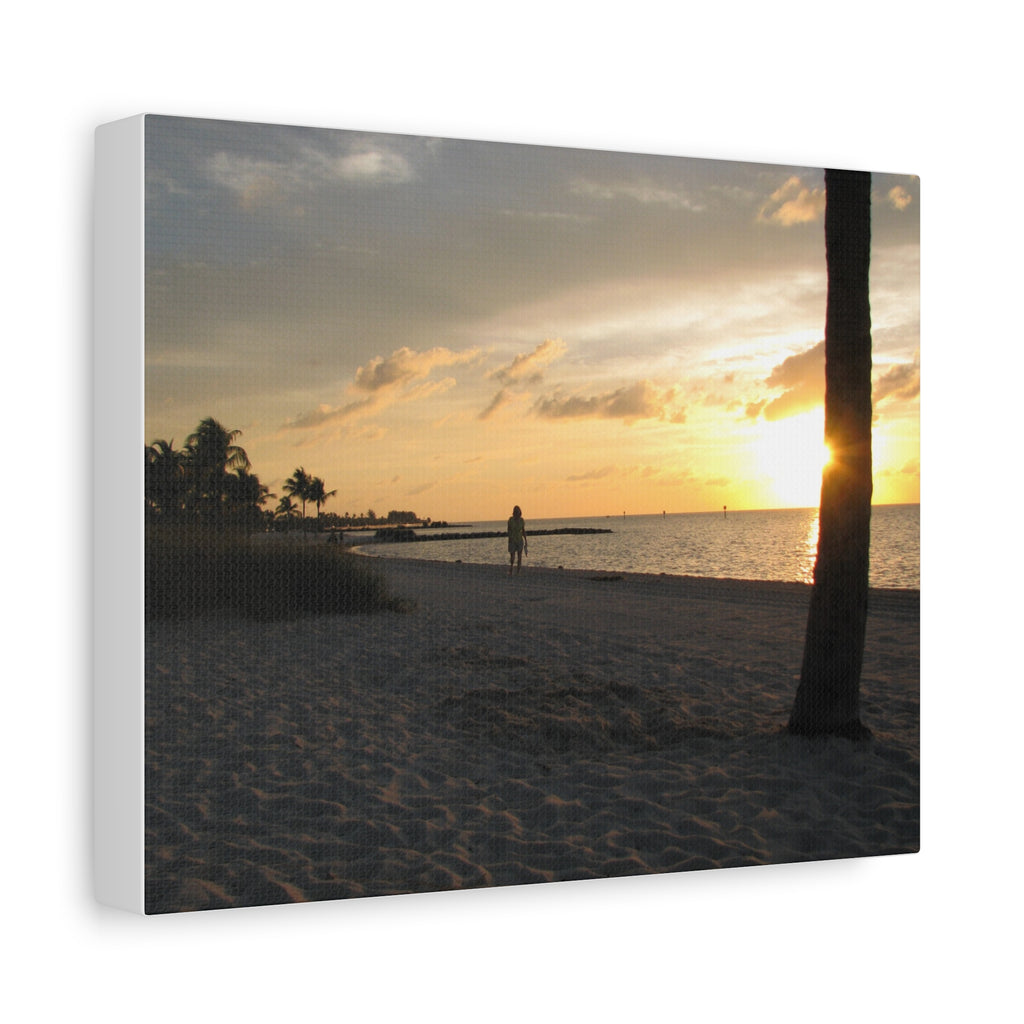 Sunset Beach Stretched Canvas Wall Art