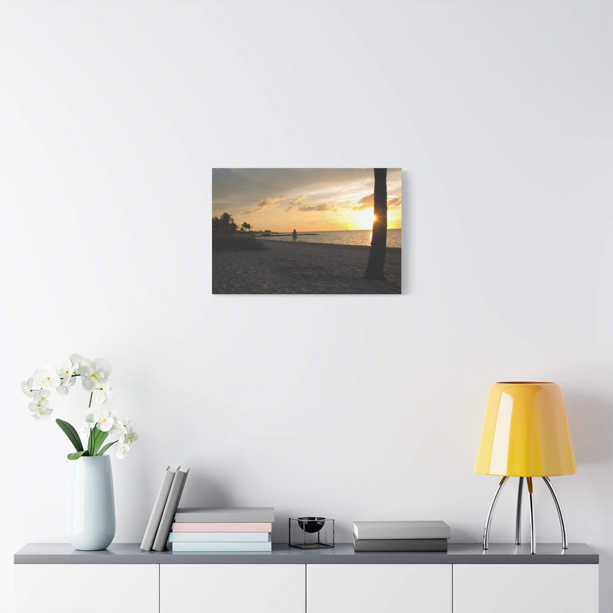 Sunset Beach Stretched Canvas Wall Art
