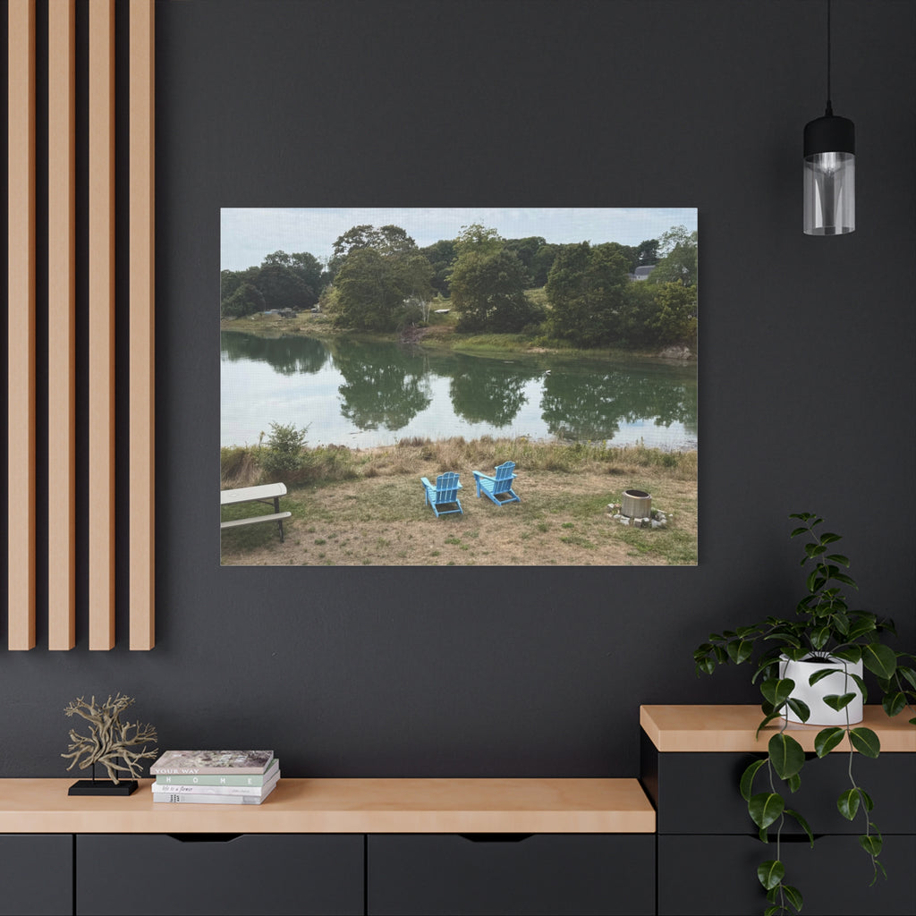 Two Blue Adirondack Chairs Canvas (Maine, USA)