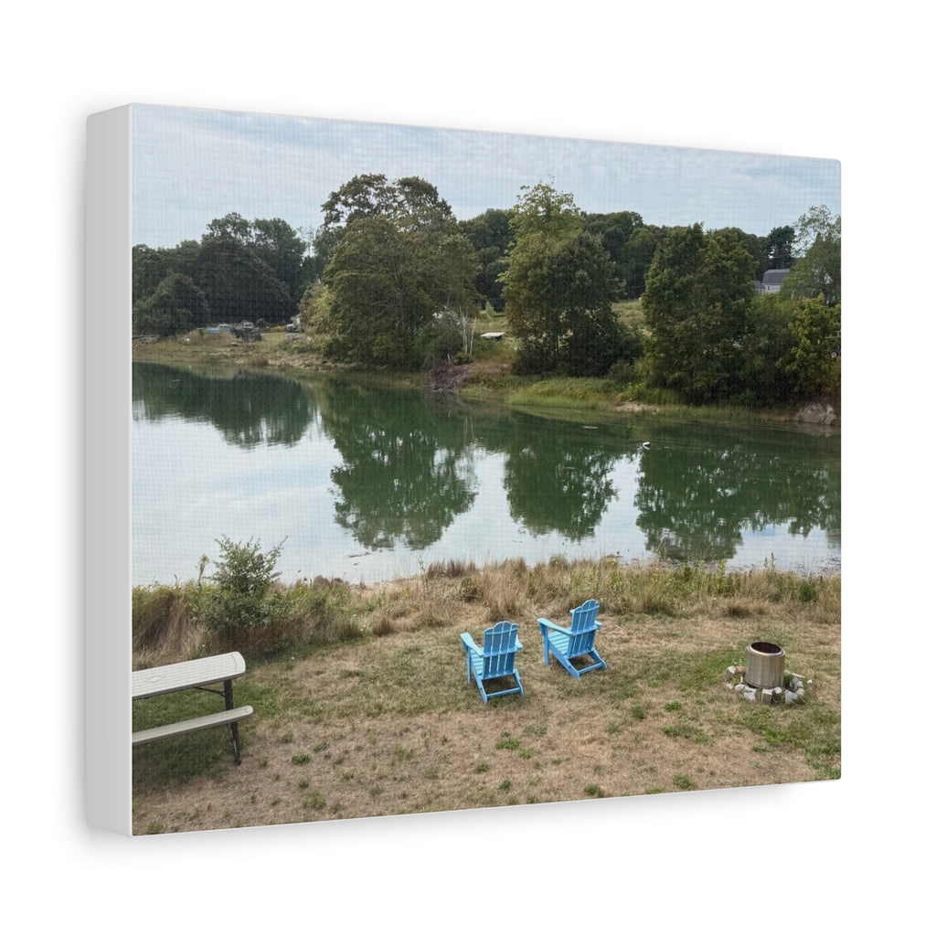 Two Blue Adirondack Chairs Canvas (Maine, USA)