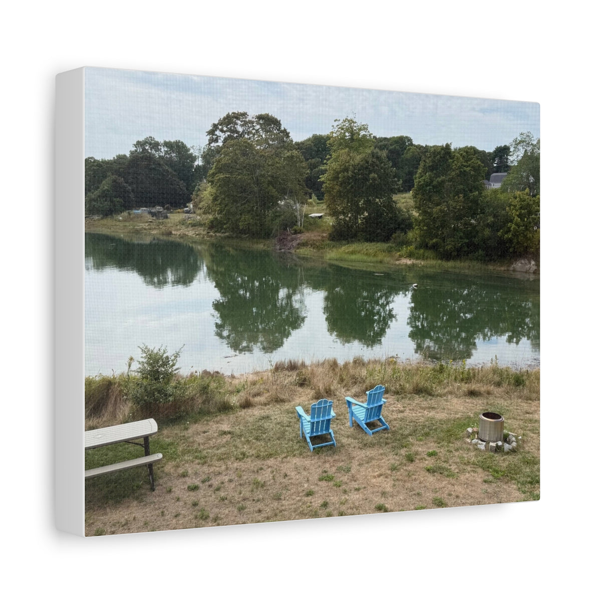 Two Blue Adirondack Chairs Canvas (Maine, USA)