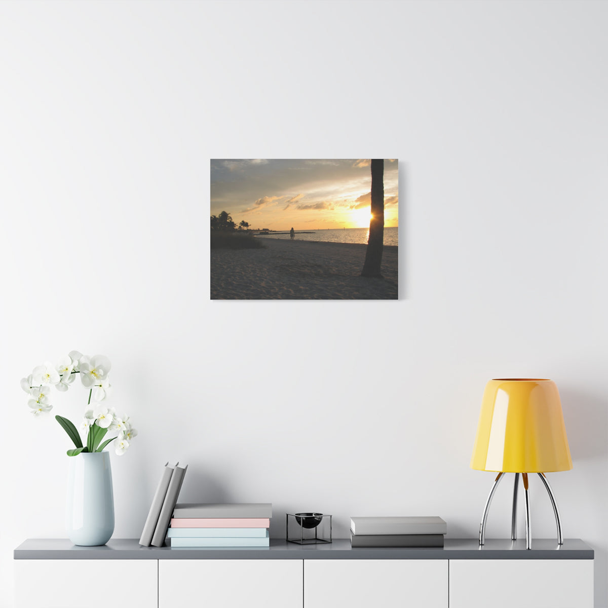 Sunset Beach Stretched Canvas Wall Art