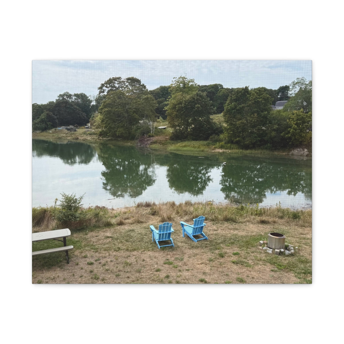 Two Blue Adirondack Chairs Canvas (Maine, USA)
