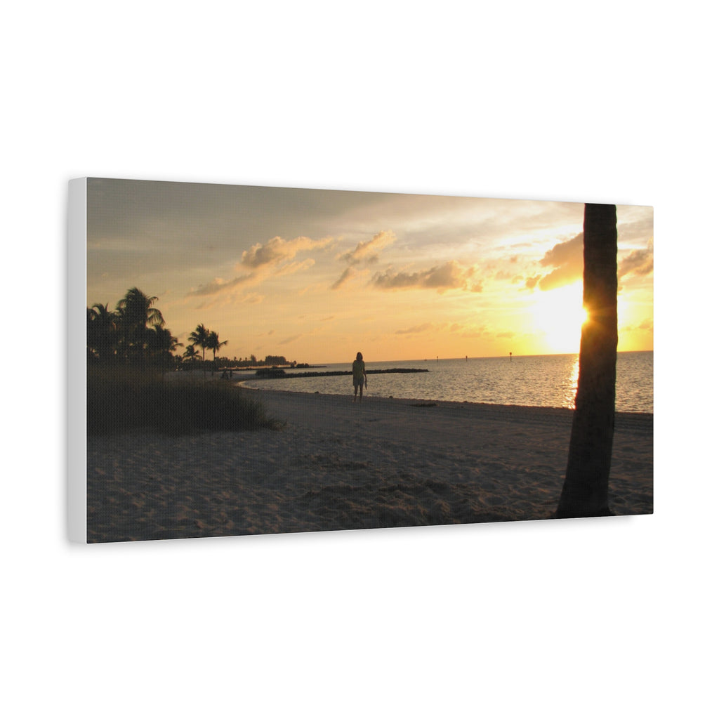 Sunset Beach Stretched Canvas Wall Art