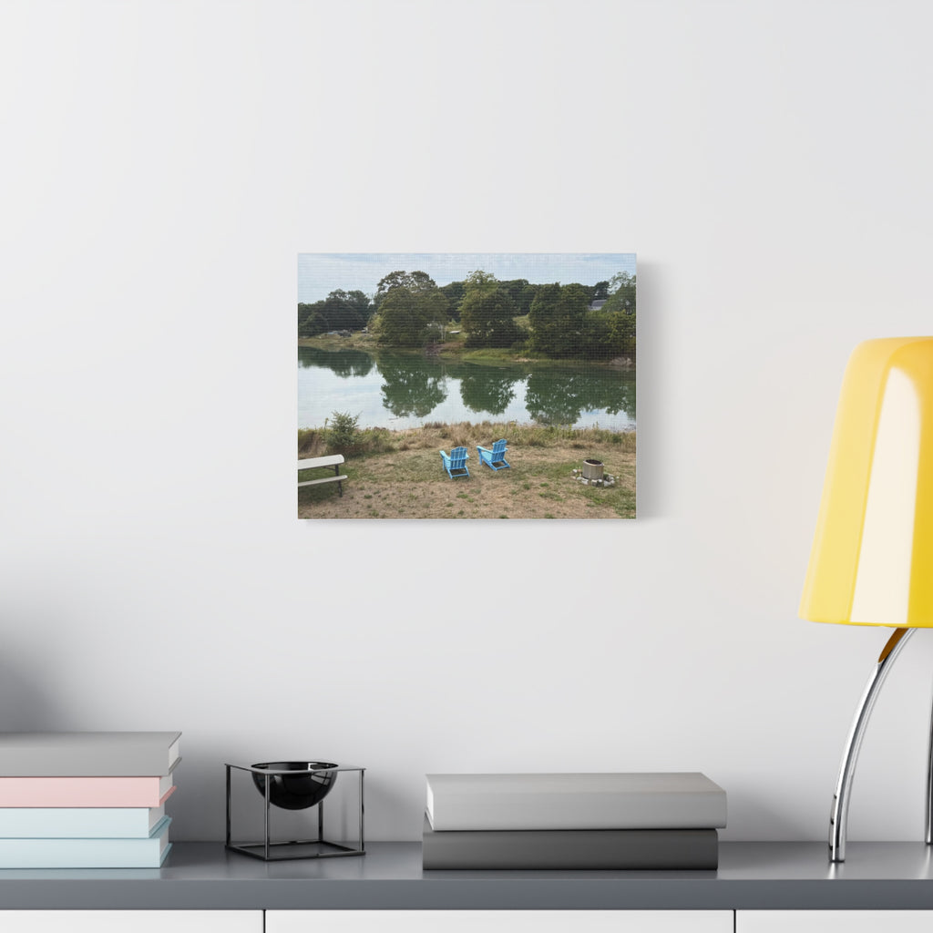 Two Blue Adirondack Chairs Canvas (Maine, USA)