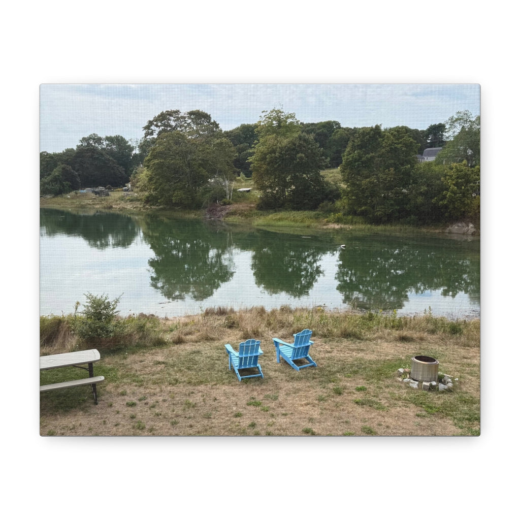 Two Blue Adirondack Chairs Canvas (Maine, USA)