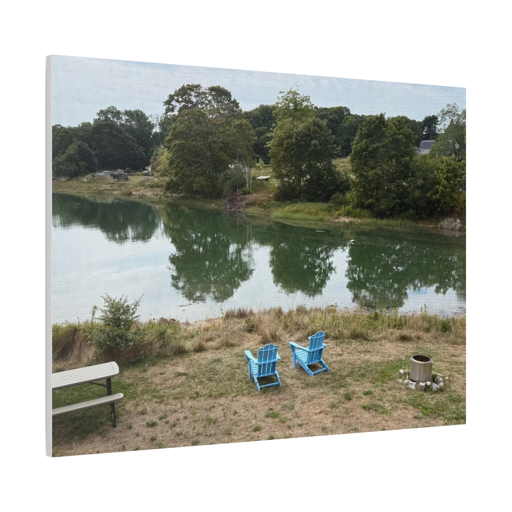 Two Blue Adirondack Chairs Canvas (Maine, USA)