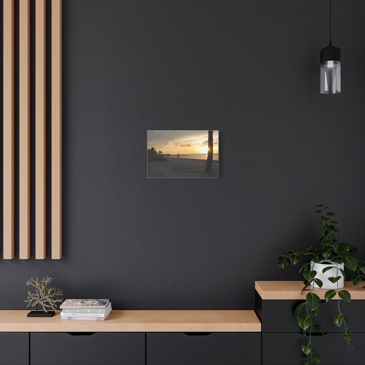 Sunset Beach Stretched Canvas Wall Art