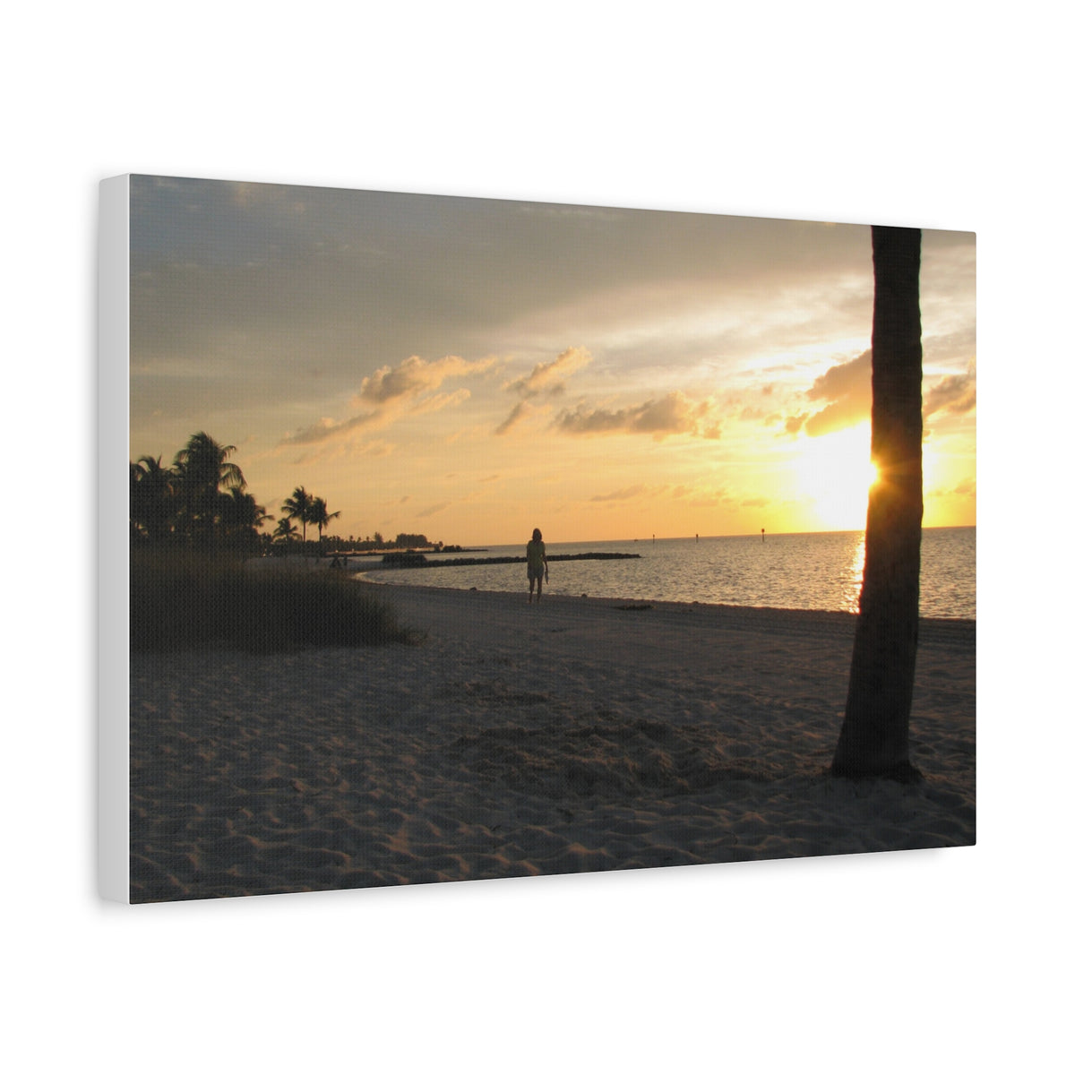 Sunset Beach Stretched Canvas Wall Art