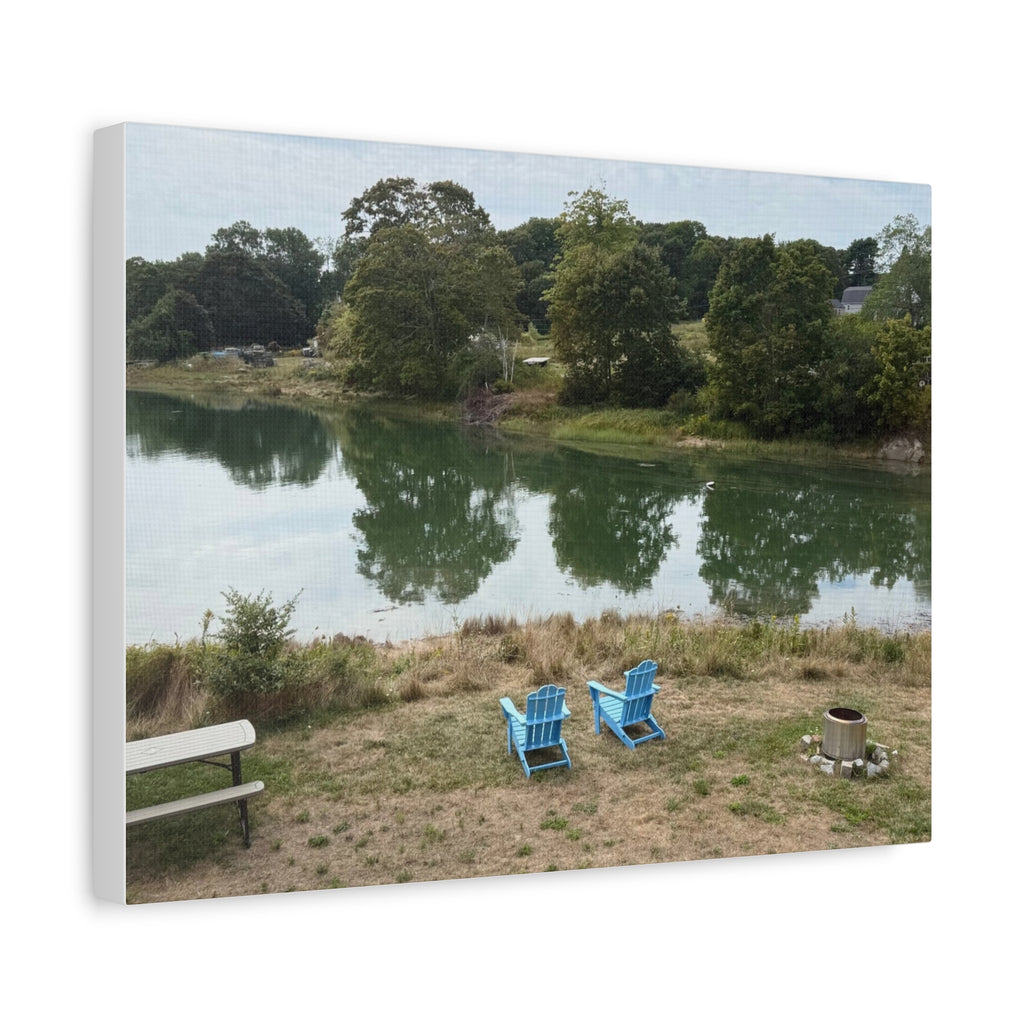 Two Blue Adirondack Chairs Canvas (Maine, USA)